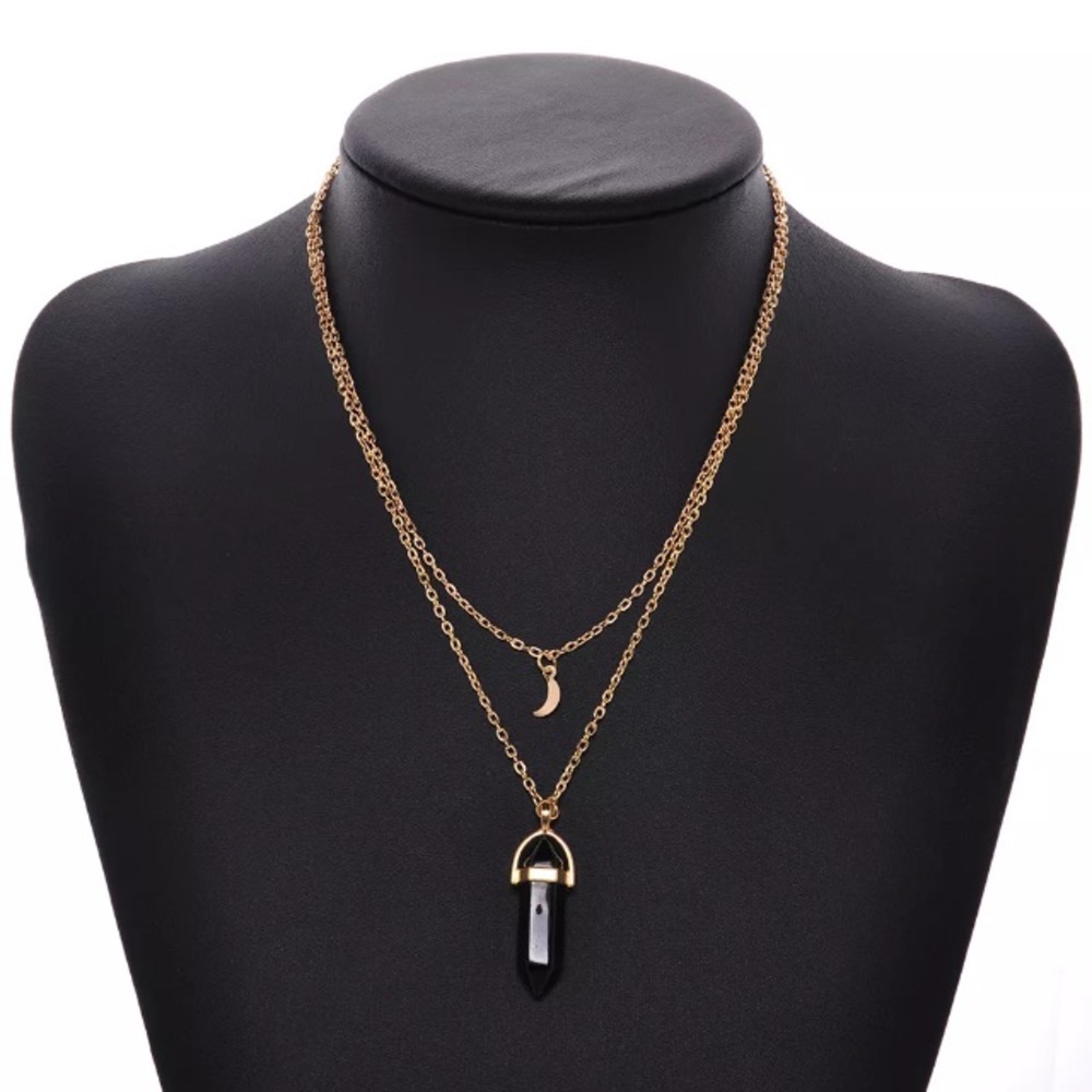 MORE COMING Natural Black Agate Double Layer Neckl - Picture 3 of 5